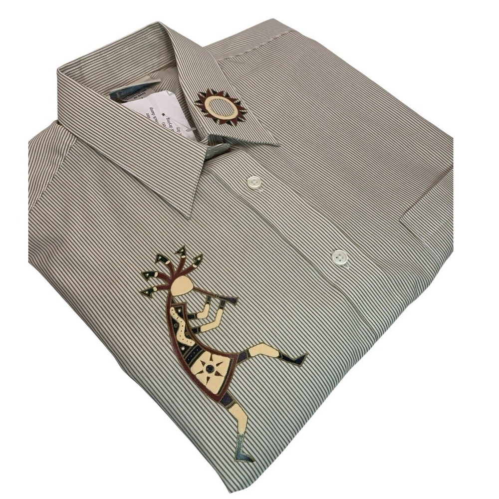 New Las Olas Long Sleeve Button Up Shirt Womens L Southwestern Kokopelli Designs